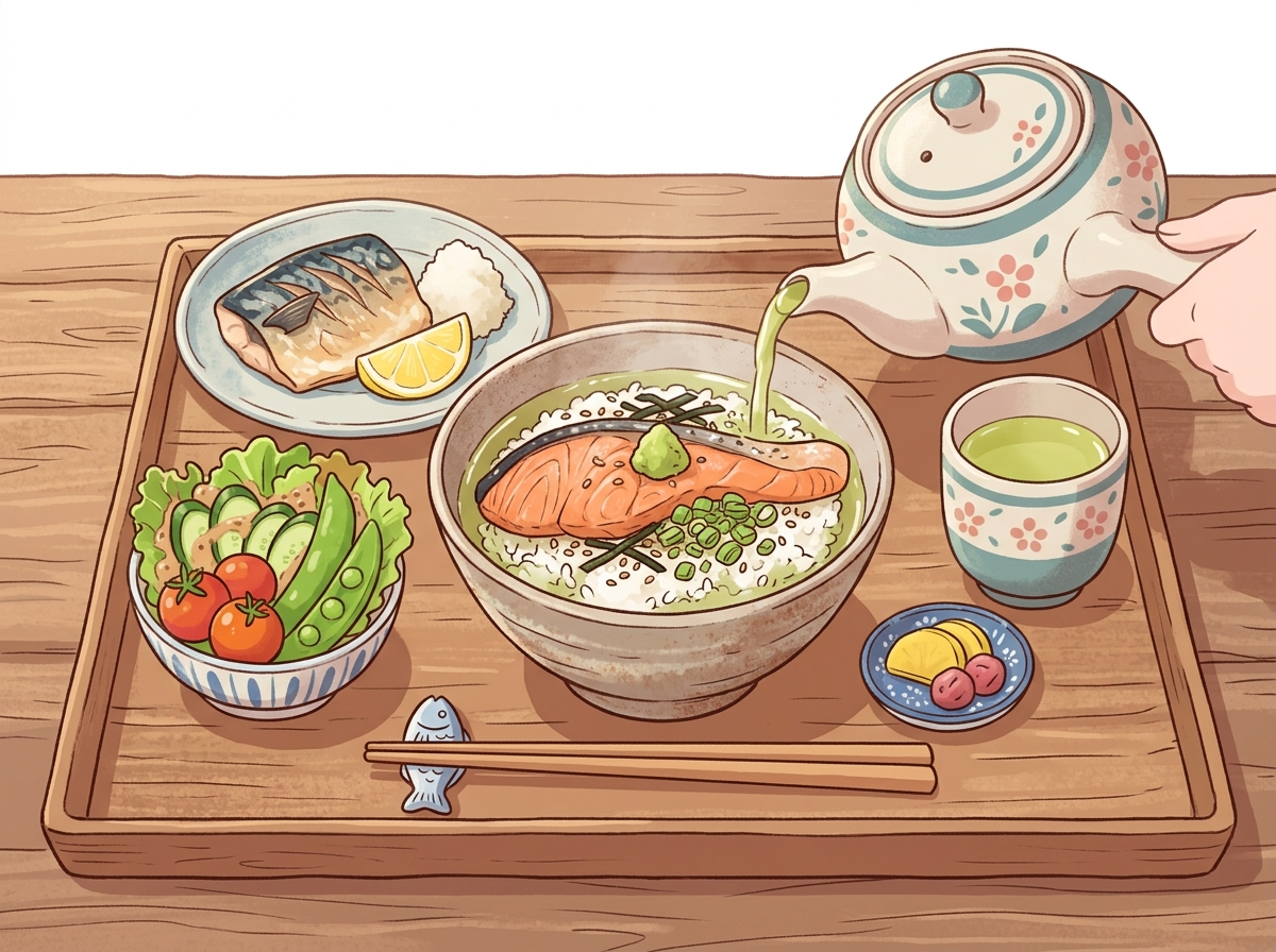 美味しそうなお茶漬けのイラスト